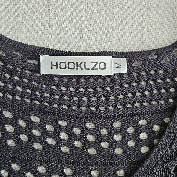 Hooklzo Tunic Blouse Medium Black Crochet Fairycore Y2K Boho Long Sleeve Luxe - Picture 8 of 15